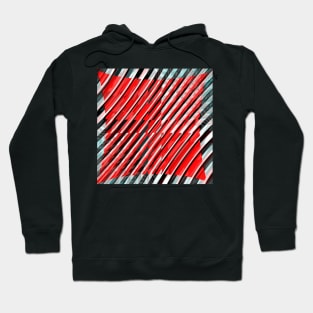 Red diagonals with some blue, black and white Hoodie